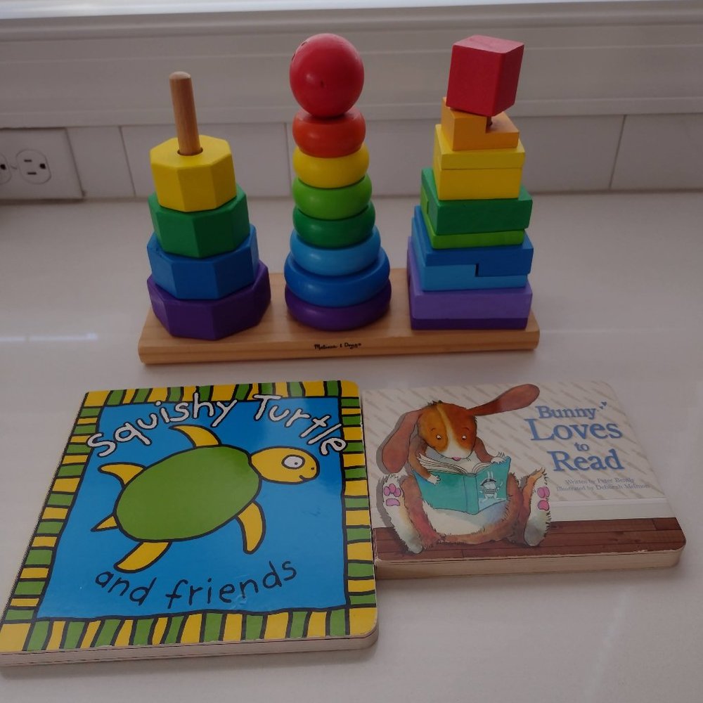 Melissa and Doug multi colored rainbow stacking educational toy. 2 book …